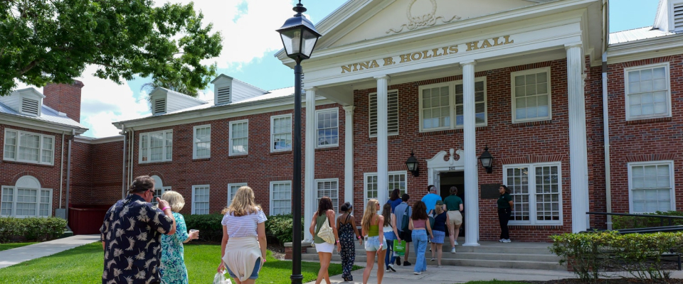 people entering building during tour