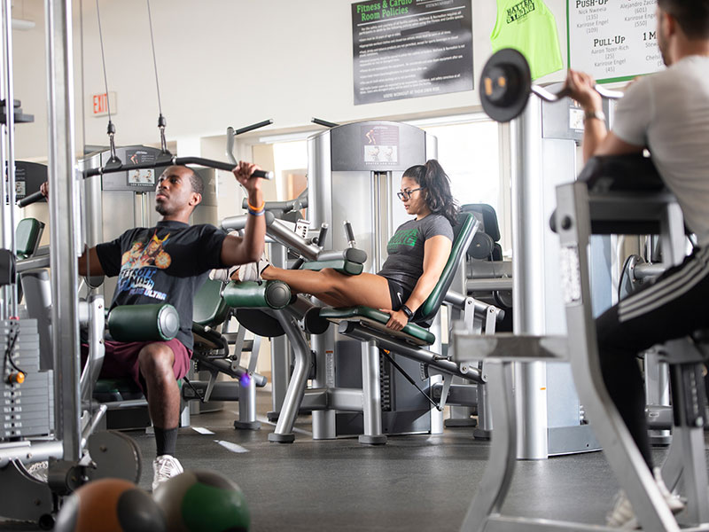 Students working out in a gym