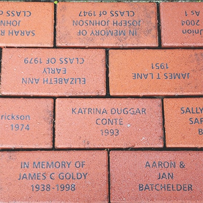 personalized brick in alumni garden