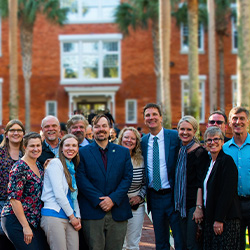 President Roelke with an alumni group