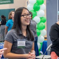 stetson student employee presenting at career fair