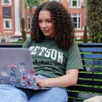 Student working on her laptop