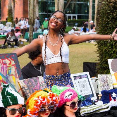 Students and community showcasing their work at hatter market
