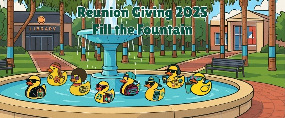 reunion ducks fill the fountain