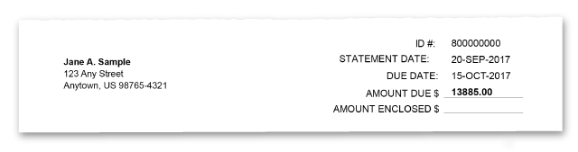 Payment and due date section of the bill