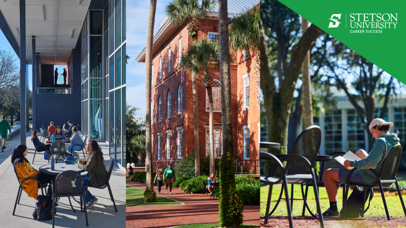 Collage of pictures of students on campus