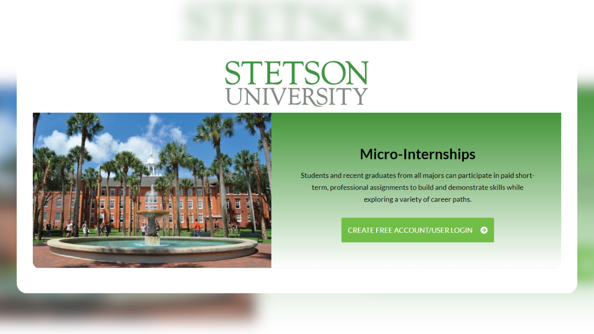 Image with Micro-Internship text with picture of the Palm Court Fountain