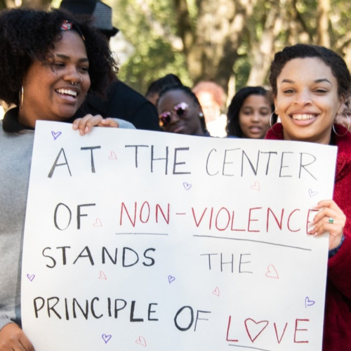 students at mlk march