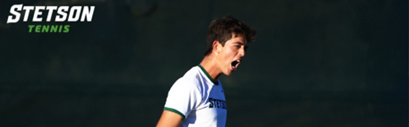 student form Men's Tennis yelling in celebration