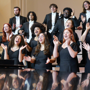 students singing during performance