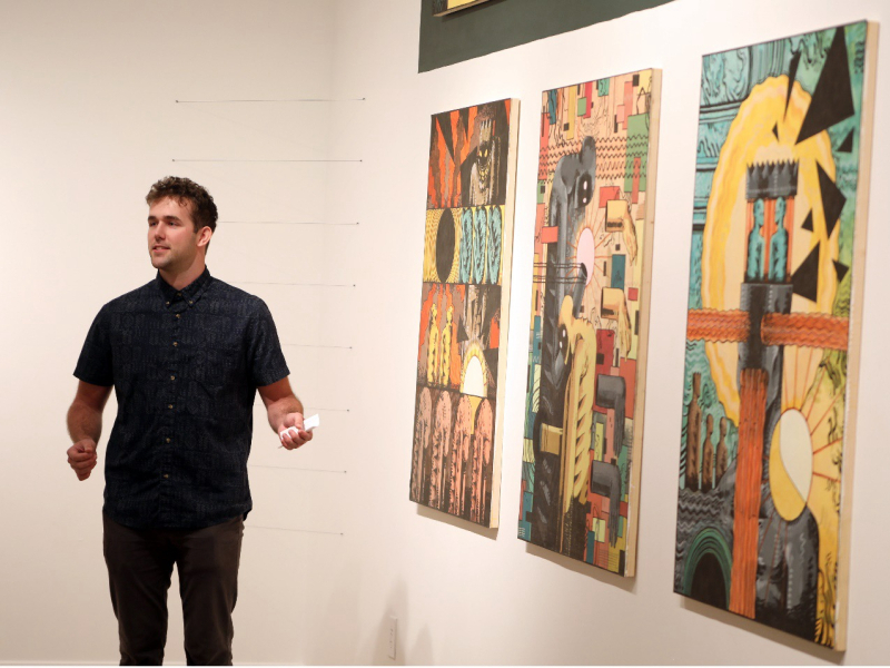 student inside gallery