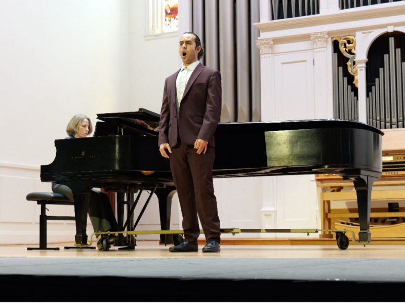 student during music recital