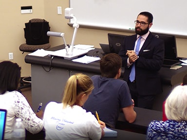 SoBA professor teaching class