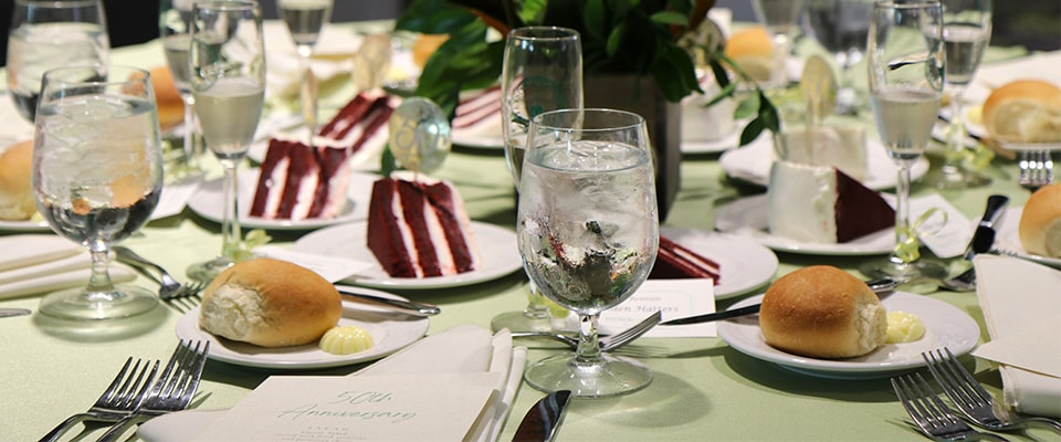 table decorated with food and menu