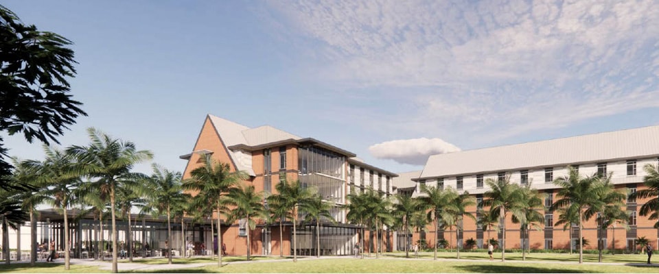 new residence hall 3d model form the outside