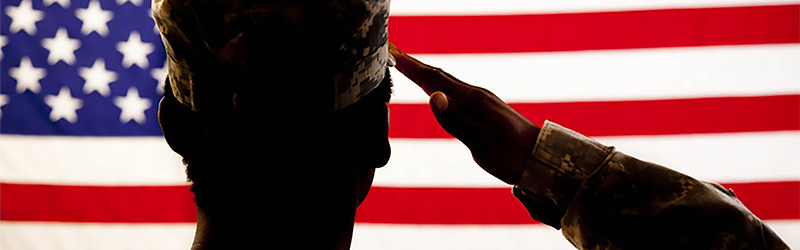 A US Veteran saluting the American flag