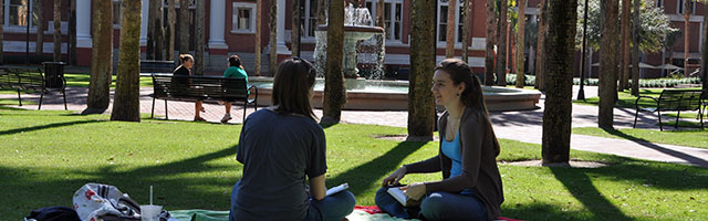 Students Picnic in Palm Court