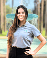 Photo of Beatriz in front of Holler Fountain
