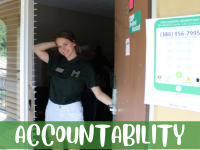 Accountability: student staff answering room door