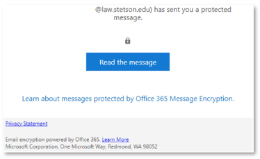 Encrypted message example using Microsoft 365 Encryption