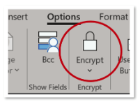 Microsoft 365 Message Encryption option for sending message with sensitive information