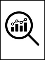 Magnifying glass over a bar chart