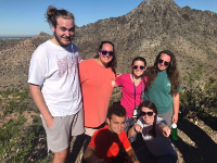 Students hiking in the Arizona desert