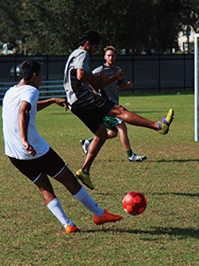 student playing futsal soccer