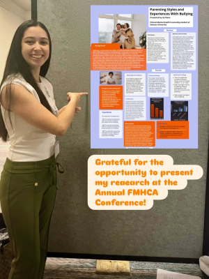 Isa Riano poses with her poster