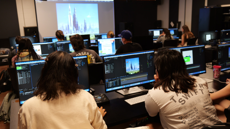 Digital Arts students in class.