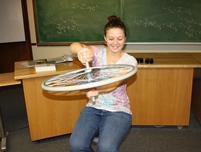 Student doing a physics experiment