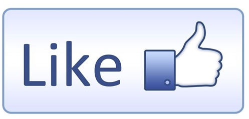 Facebook Like button, a blue and white thumbs up