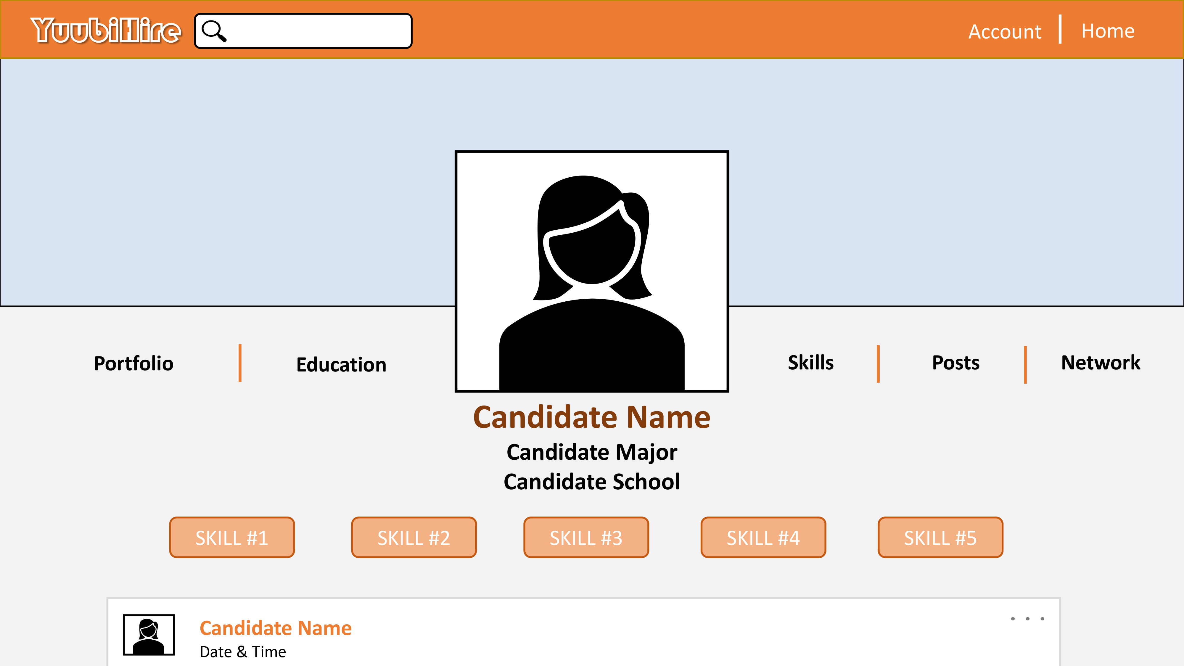 Candidate webpage example on YuubiHire project