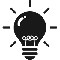 small, black lightbulb icon