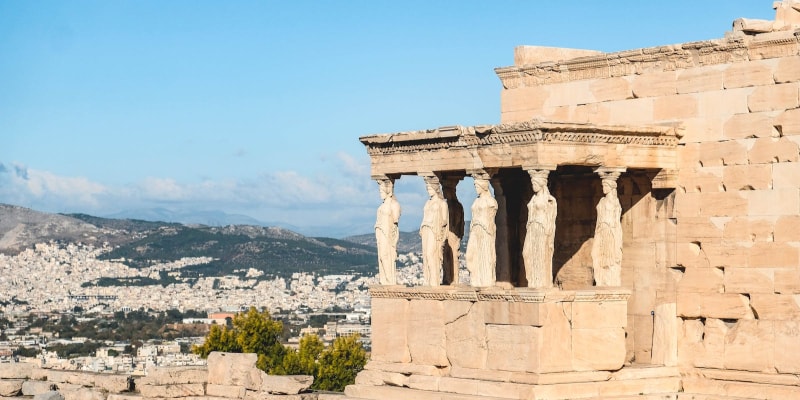 landscape picture of ruins in athens