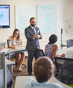 A professor teaching a business class