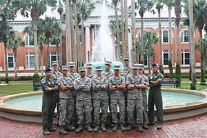 AFROTC cadets in front of fountain