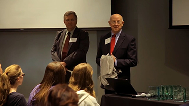 Professors Tichenor and Beasley introduce Awards Ceremony 2017.