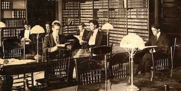 Stetson students study in the library in 1902