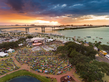 Aerial view of jazz concert at Clearwater