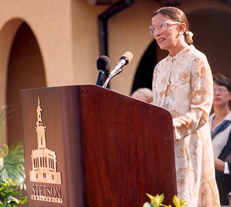 U.S. Supreme Court Justice Ruth Bader Ginsburg delivers keynote speech at the dedication of the Law Library in 1998