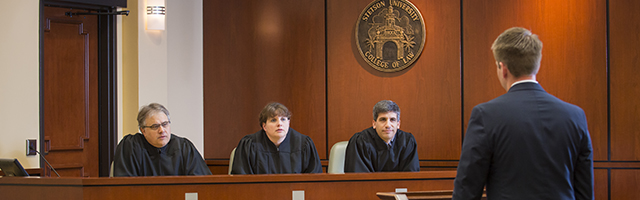 students practice in Eleazer Courtroom