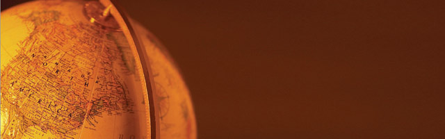 An image of a globe focused on North America with a sepia filter applied