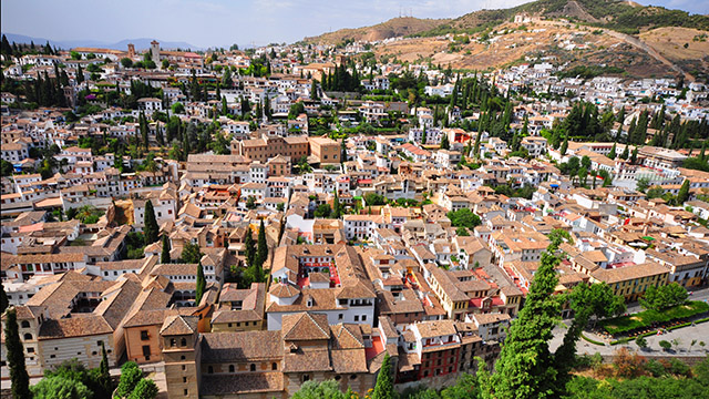 Aerial view over Granada Spain