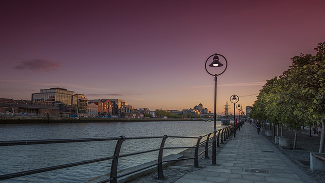 Dublin skyline at dusk