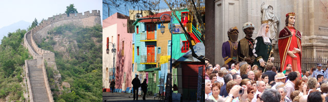 Study abroad banner showing montage of China, Argentina, and Spain (left to right)