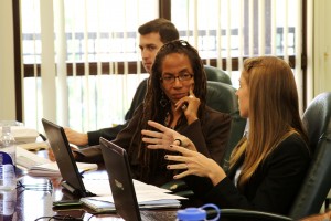Professor Judith Scully met with students in the Juvenile Justice Initiative at Stetson.