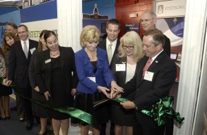 Shown L-R cutting the ribbon at Constitution Hall: Bonnie Foreman, Judge Pamela Campbell and Stetson Law Dean Christopher Pietruszkiewicz.
