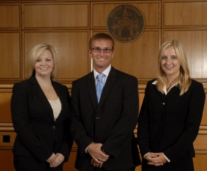 Mercer Legal Ethics and Professionalsm Competition Best Repondent Brief Award winners Kayla Cash, Scott Tolliver, and Madison Kebler.