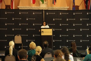 Former U.S. Assistant Attorney General Ignacia Moreno spoke with Stetson Law students in the Great Hall. Photo by Amadu Wiltshire.